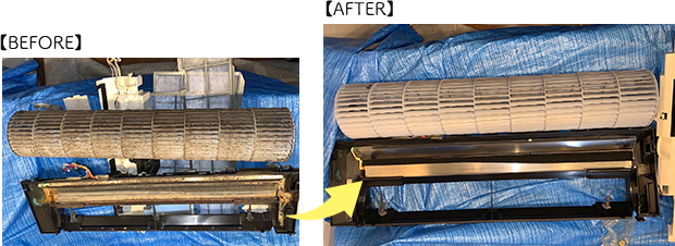 エアコン本体から取り出したパーツ