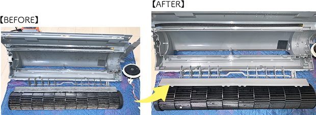 エアコン本体から取り出したパーツ